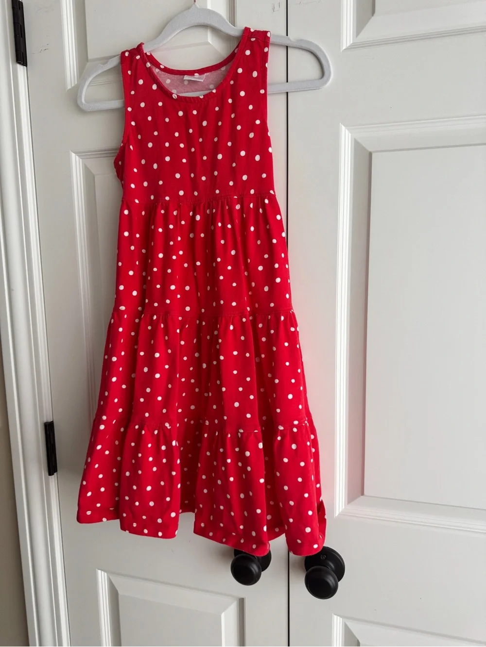 Hanna Andersson Red White Polka Dot Tiered Cotton Dress Girls Size 8 EUC 130